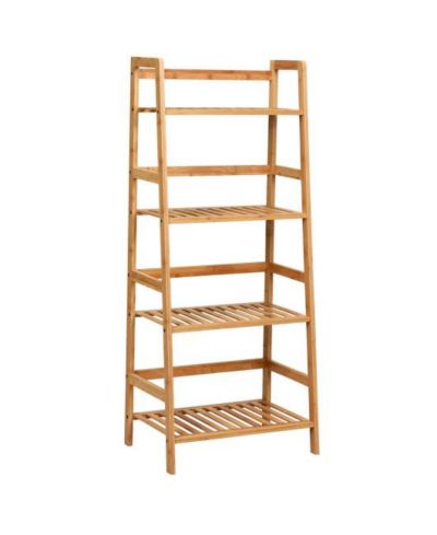 4-Tier Bamboo Plant Rack with Guardrails Stable and Space-Saving