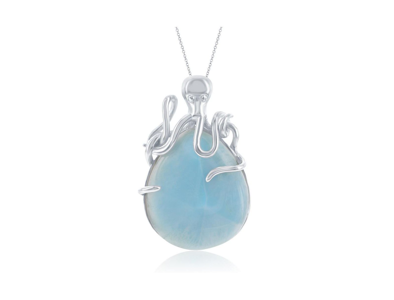 Ожерелье Caribbean Treasures Sterling Silver Pear-Shaped Larimar Octopus