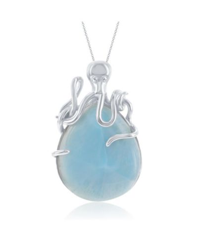 Ожерелье Caribbean Treasures Sterling Silver Pear-Shaped Larimar Octopus