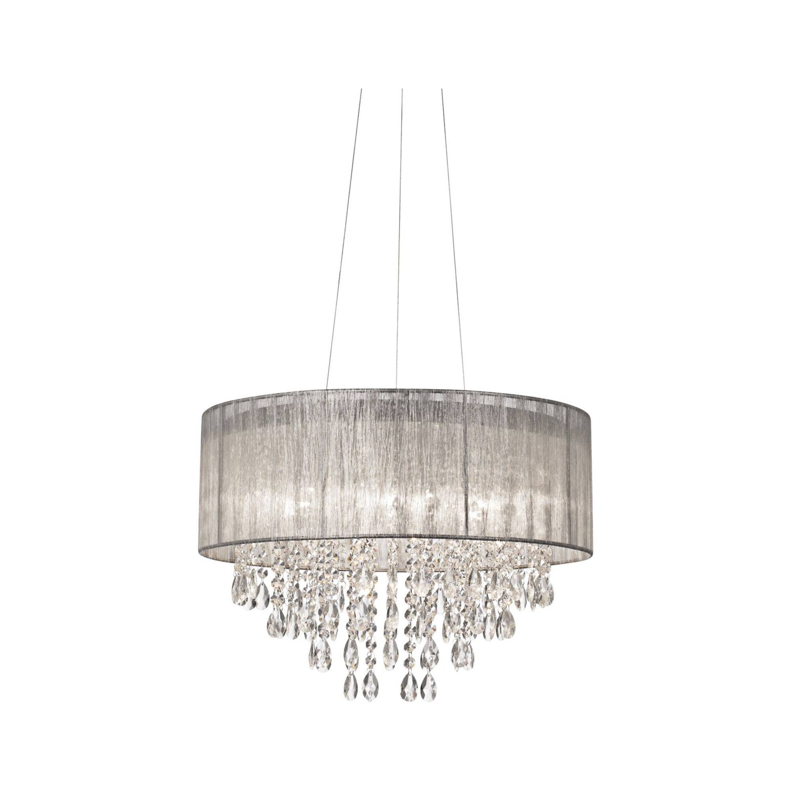 Possini Euro Design хрустальная люстра Chrome 7-Light Crystal Silver Fabric Shade 20" Wide