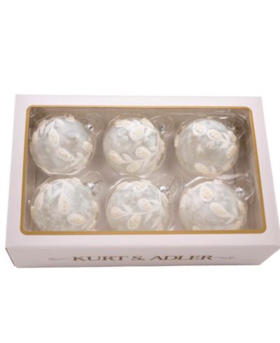 Набор шаров Kurt Adler 80mm Glass Imitation Pearl 6 Piece
