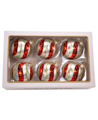 Набор елочных шаров Kurt Adler 80mm Glass and Holly Leaves, 6 шт.