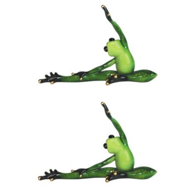 FC Design 2-PC Frog Doing Yoga Head to Knee Pose 8"H Statue Funny Animal Decoration Figurine Home Decor Perfect Gift for House Warming, Holidays and Birthdays