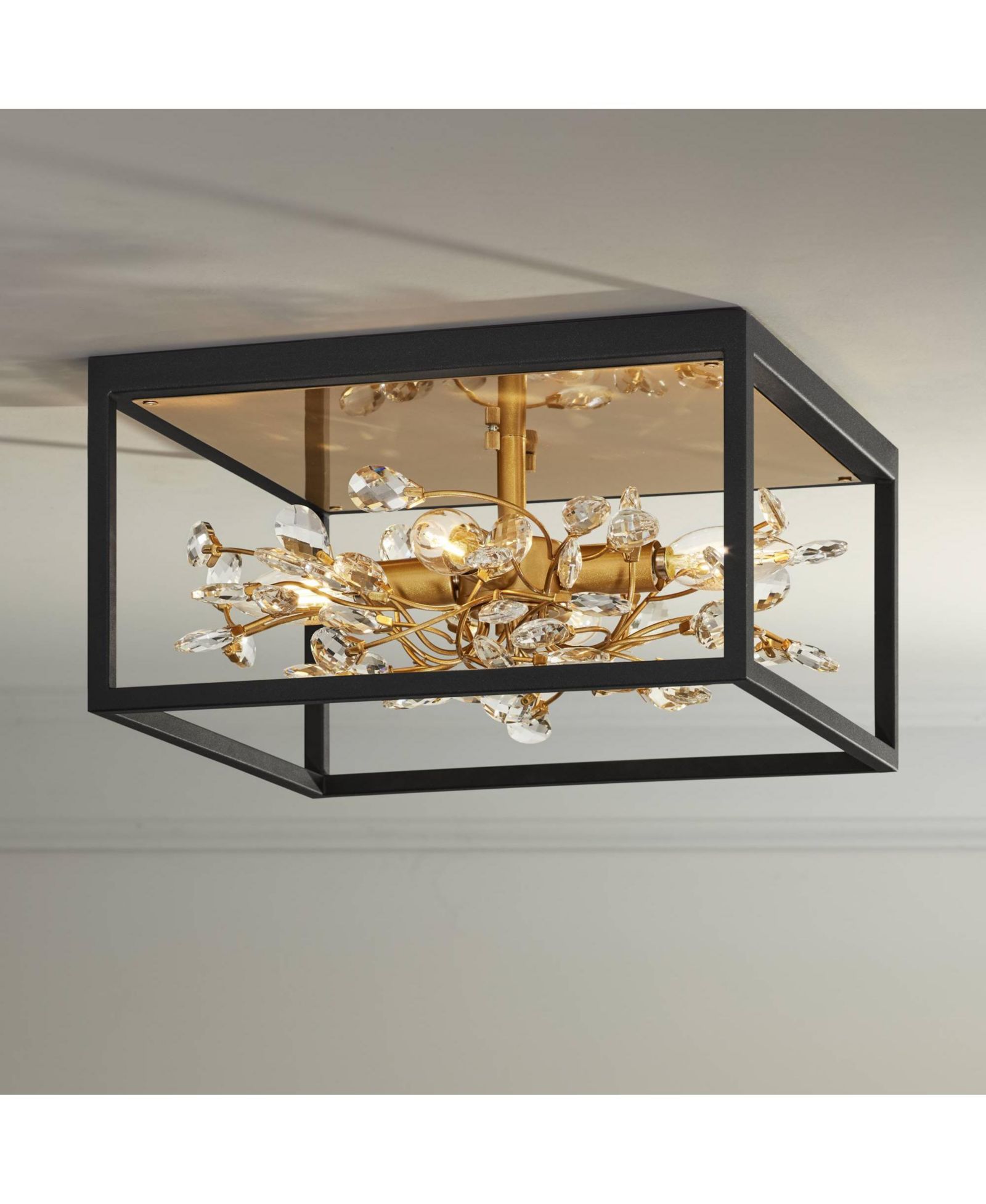 Possini Euro Design 14 1/4" Wide 4-Light Clear Crystal Carrine Modern Ceiling Light Flush Mount Fixture