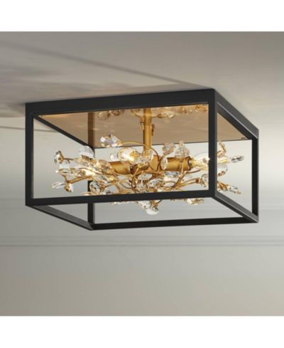 Possini Euro Design 14 1/4" Wide 4-Light Clear Crystal Carrine Modern Ceiling Light Flush Mount Fixture
