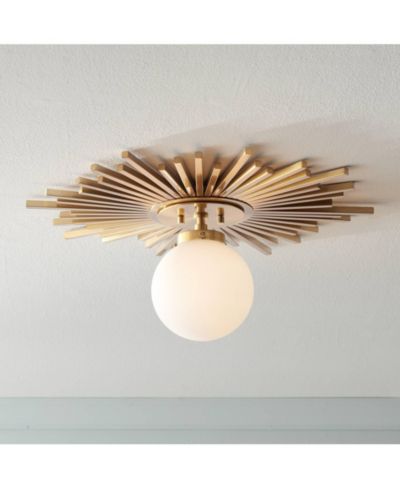 Современный потолочный светильник Possini Euro Design 24" Wide Warm Brass Globe Shade Hazel Semi Flush Mount Fixture