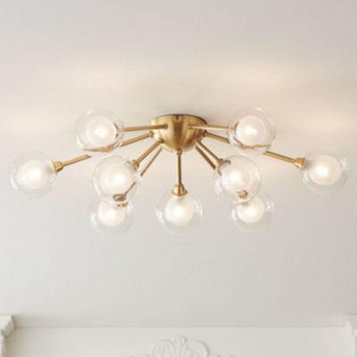 Потолочный светильник Possini Euro Design Warm Brass 9-Light LED Clear Globe Glass 28" Wide Modern Fixture