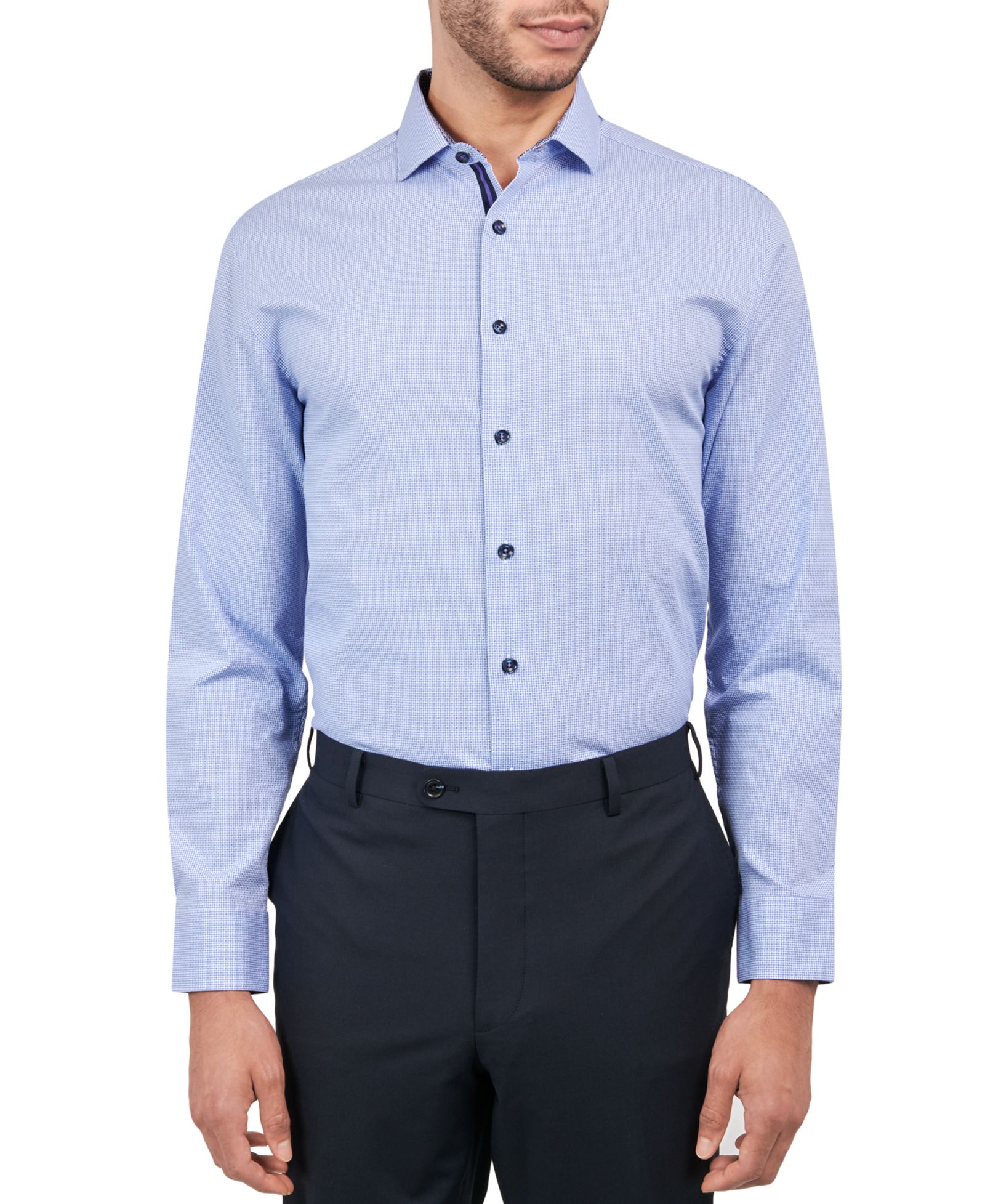 Мужская рубашка MICHELSONS OF LONDON Regular-Fit Gingham Dot Dress Shirt