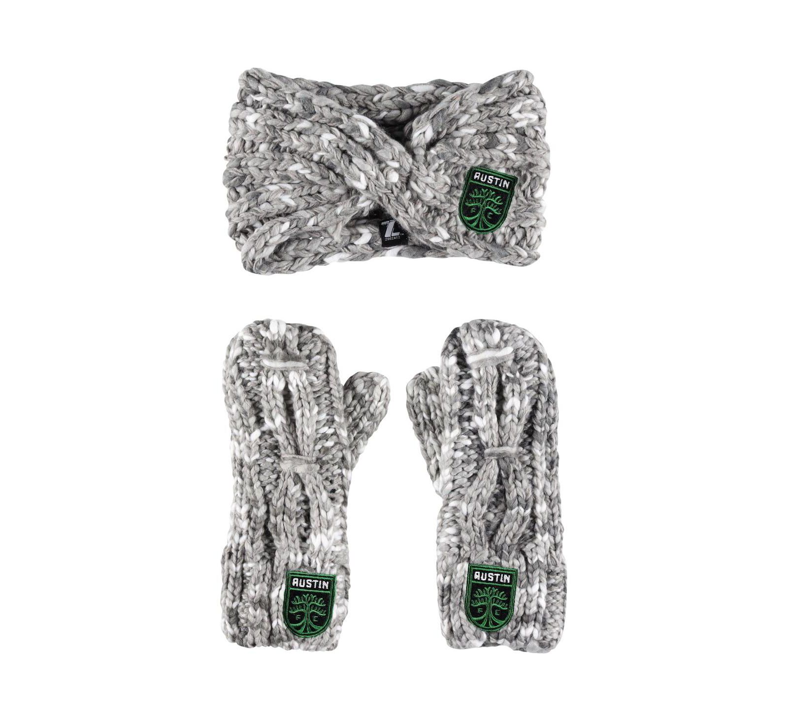Женский комплект из повязки на голову и варежек ZooZatz Gray Austin FC Marled