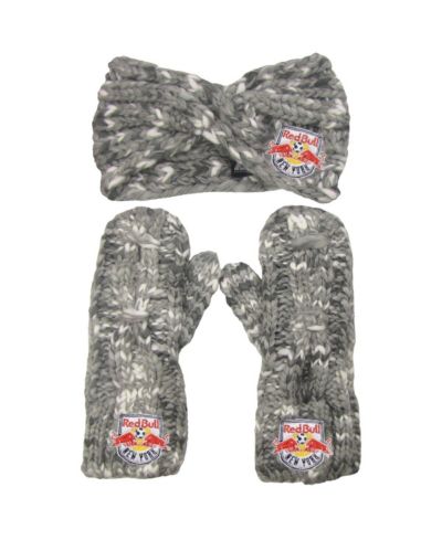 Women's ZooZatz Gray New York Red Bulls Marled Headband and Mittens Set