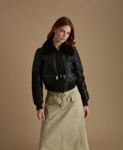 Женский укороченный байкерский жакет Furniq UK Shearling