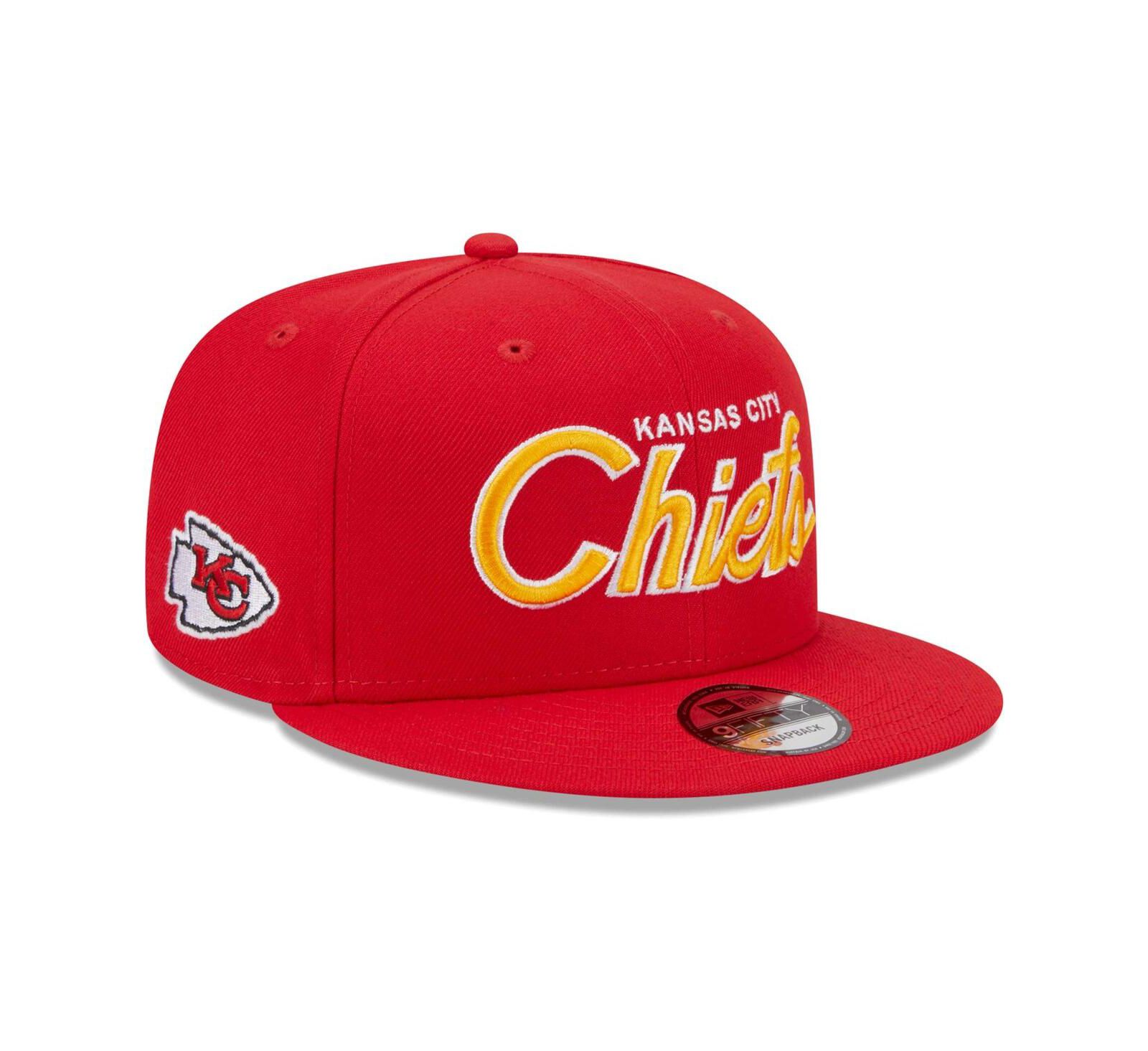 Мужская кепка New Era Red Kansas City Chiefs Main Script 9FIFTY Snapback