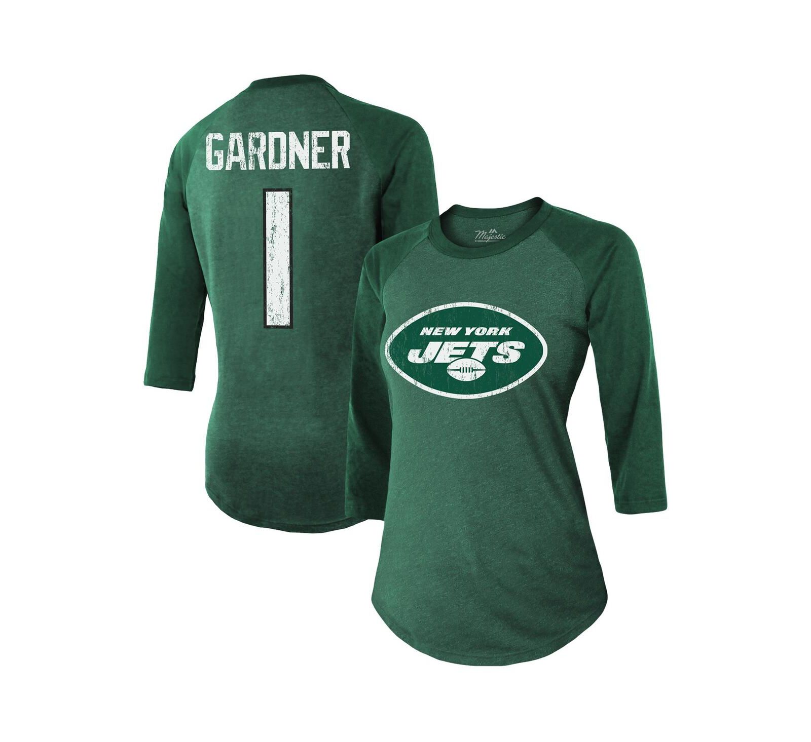 Majestic Threads Мужская футболка raglan 3/4-Sleeve с именем игрока Ahmad Sauce Gardner, зеленая