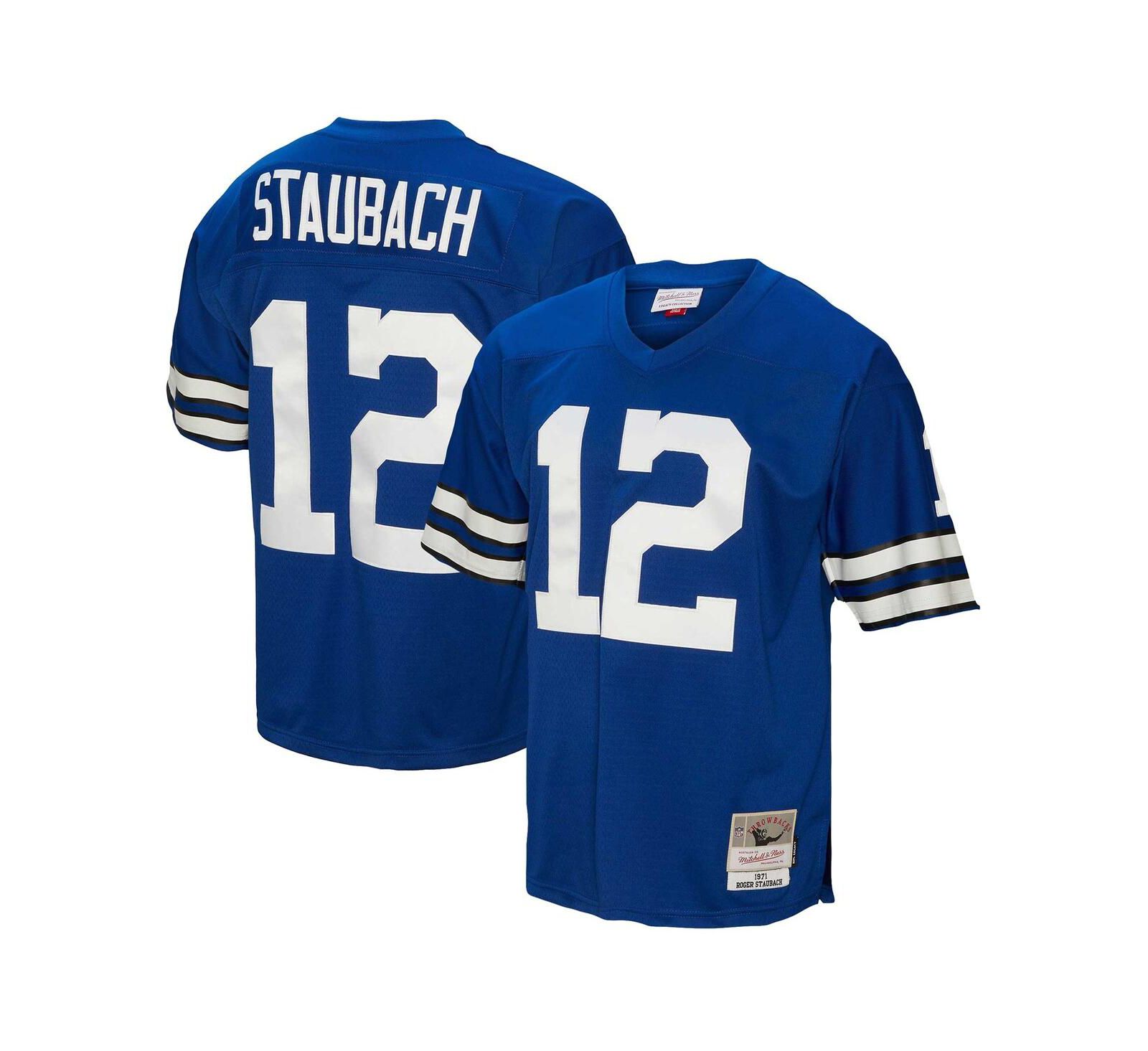 Мужская джерси Mitchell & Ness Roger Staubach Navy Dallas Cowboys Big and Tall 1971 Legacy Retired Player