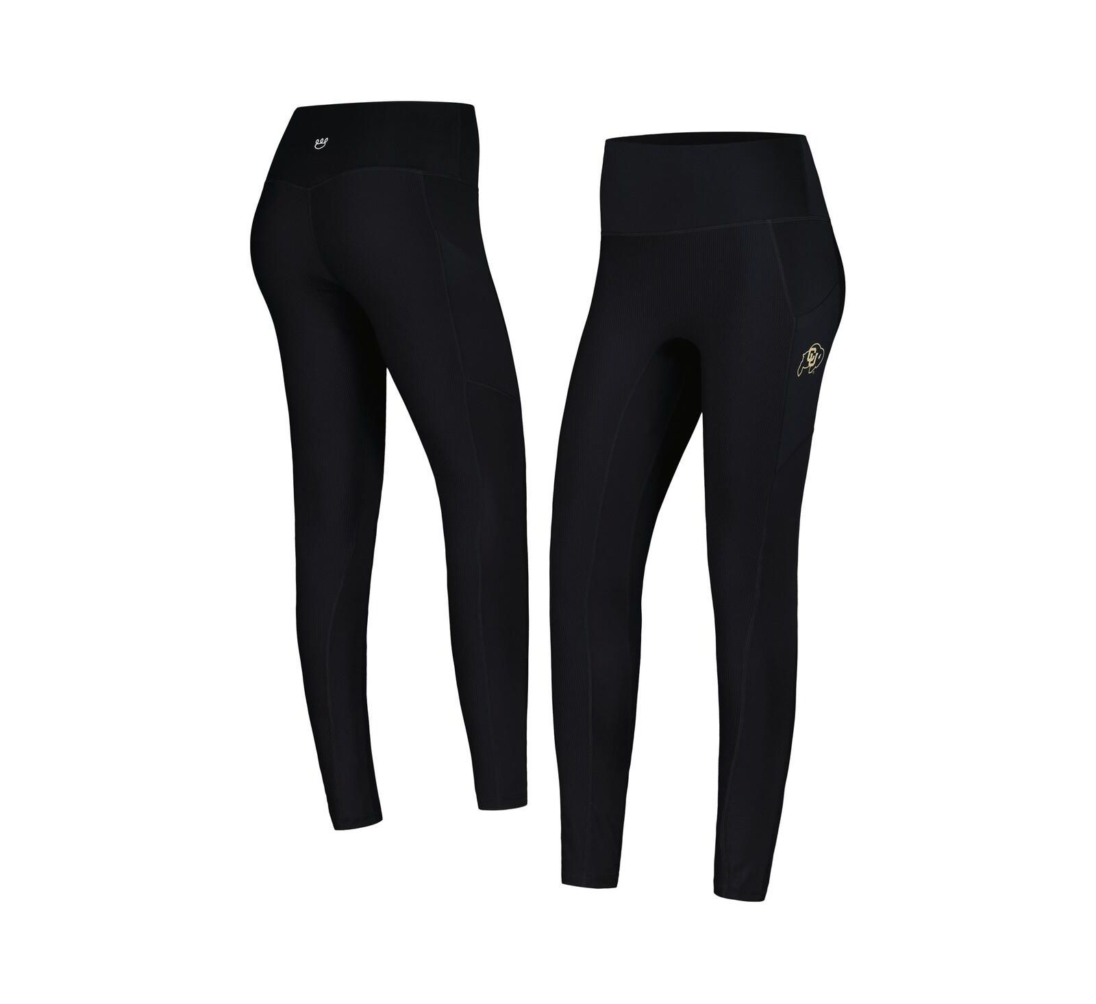 Women's Kadyluxe Black Colorado Buffaloes 7/8 Mixed Media Pocket Leggings
