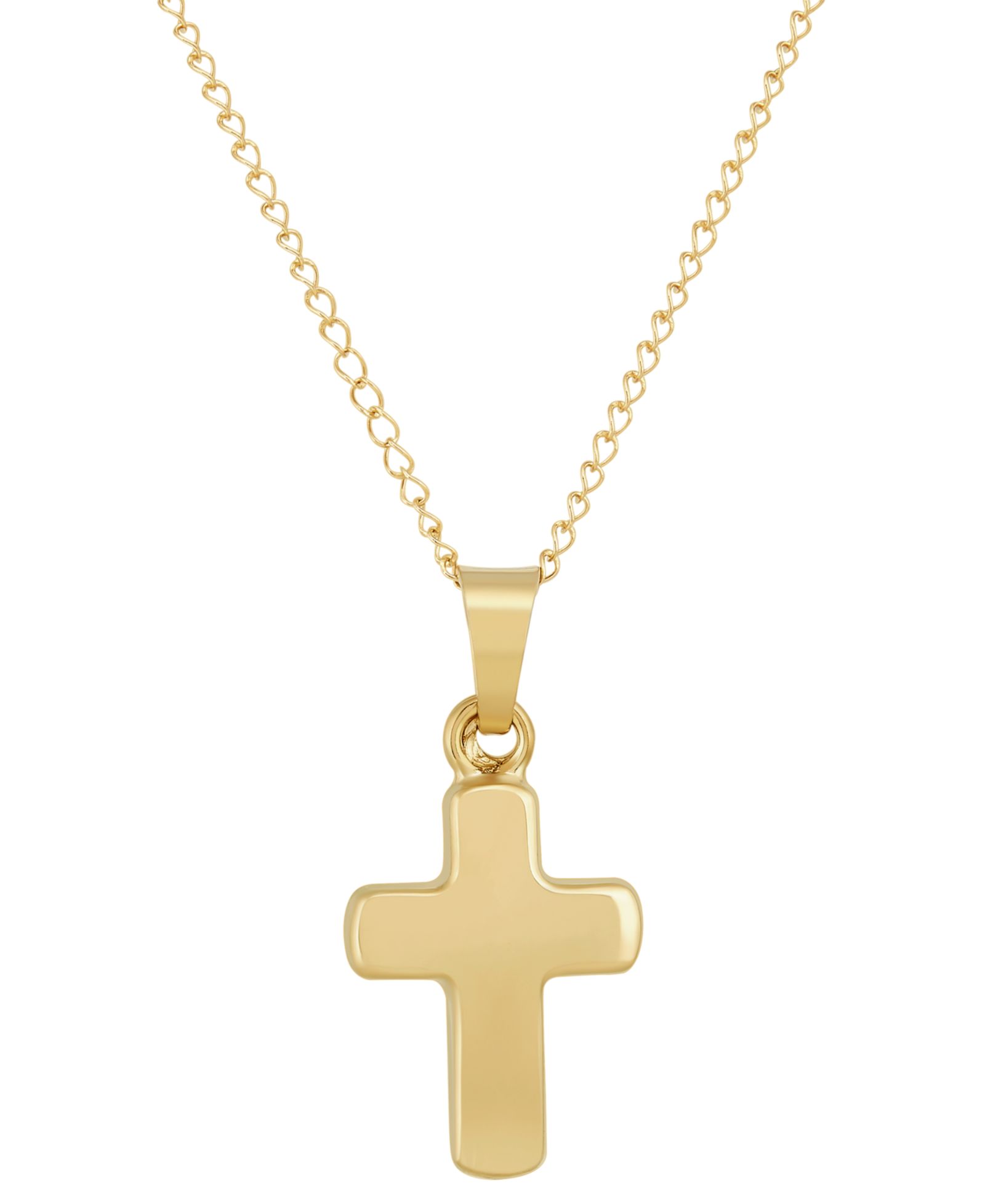 Детская подвеска-кулон Macy's Polished Tiny Cross, 13" в 14k Gold