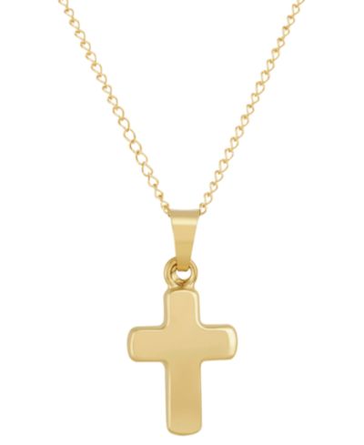 Детская подвеска-кулон Macy's Polished Tiny Cross, 13" в 14k Gold