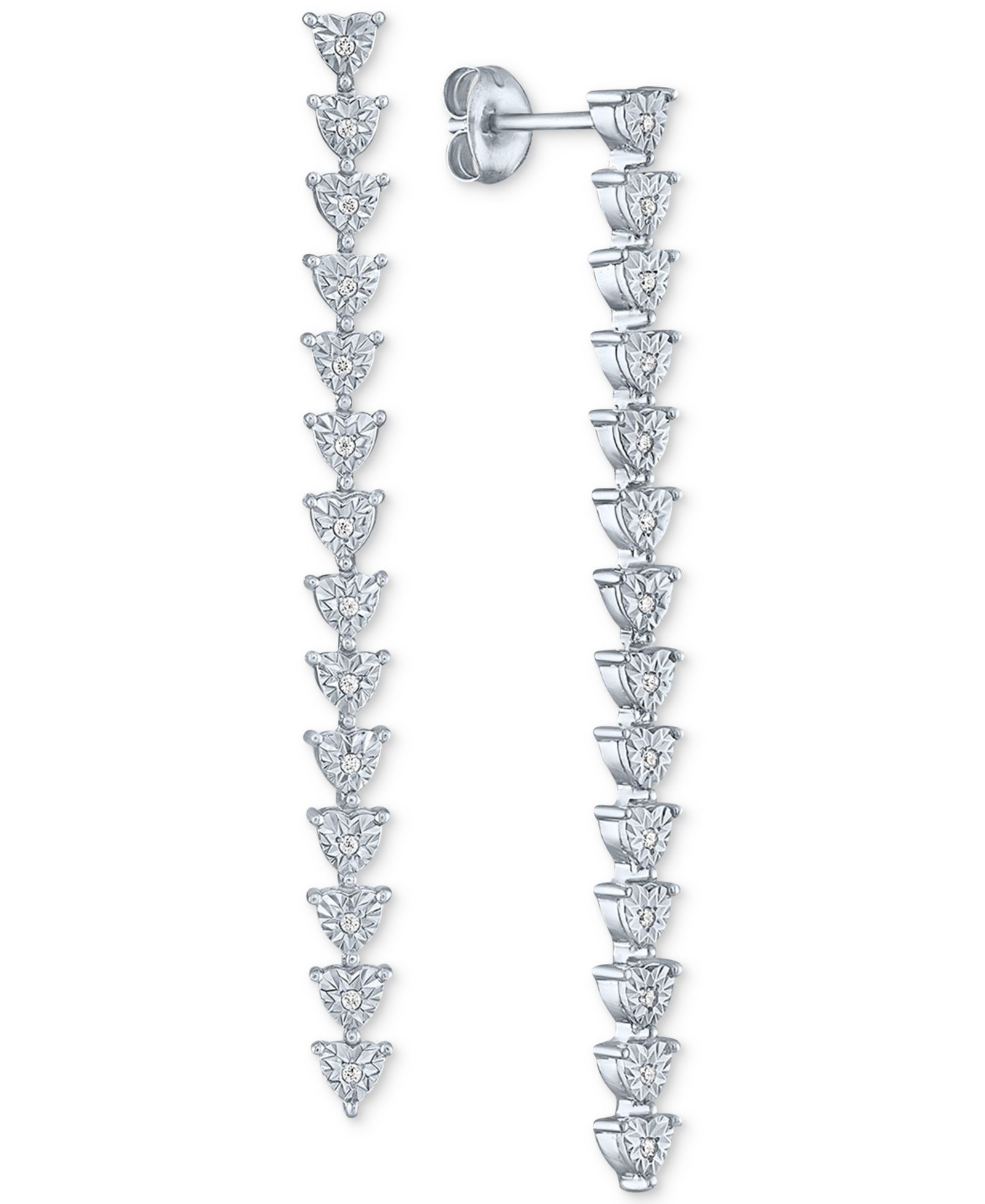 Diamond Linear Drop Earrings (1/10 ct. t.w.) in Sterling Silver
