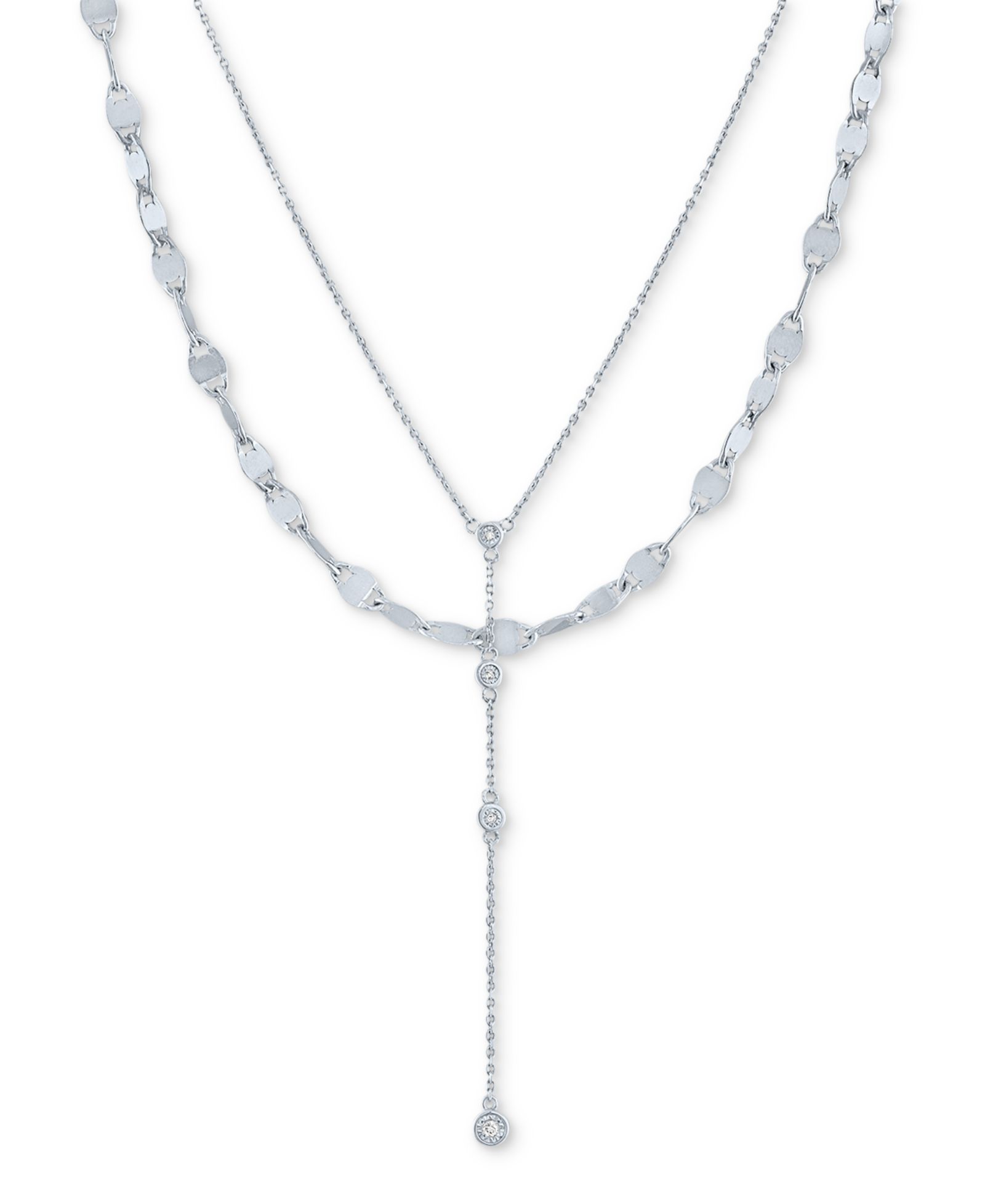 Набор из 2 колье Diamond Lariat Adjustable Layered в стерлинговом серебре