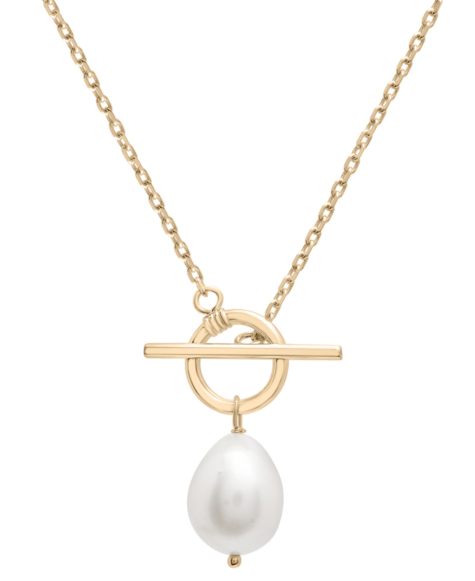 Ожерелье с жемчугом Cultured Freshwater Pearl (14 x 12mm) 16" на серебре с напылением 14k Gold-Plated