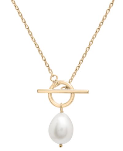 Ожерелье с жемчугом Cultured Freshwater Pearl (14 x 12mm) 16" на серебре с напылением 14k Gold-Plated