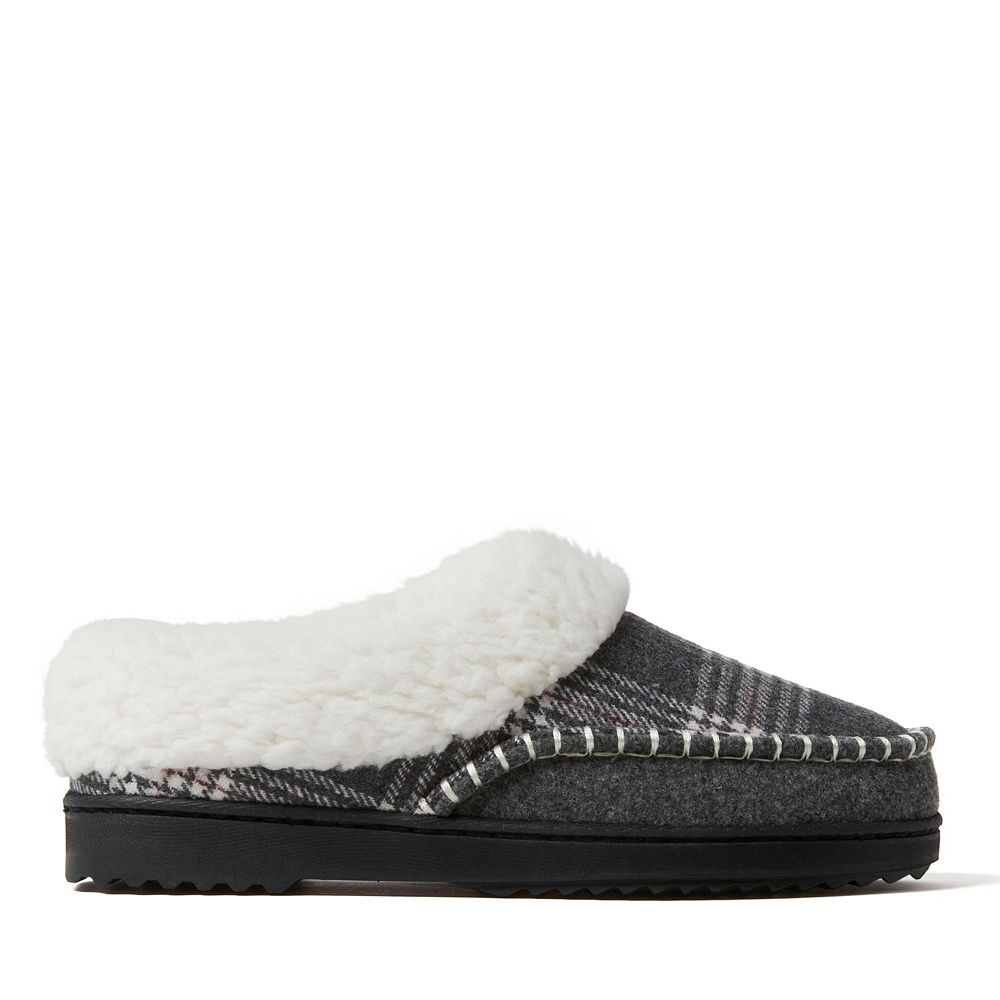 Dearfoams Женские тапочки-калоны Nyla Felted Plaid Moccasin Toe