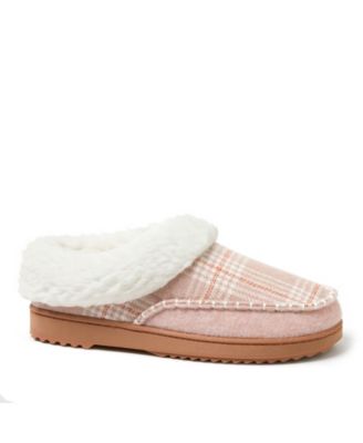 Dearfoams Women's Nyla Felted Plaid Moccasin Toe Clog House Shoe Slipper