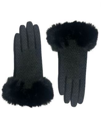 Marcus Adler Chevron Faux Fur Cuff Touchscreen Jersey Glove