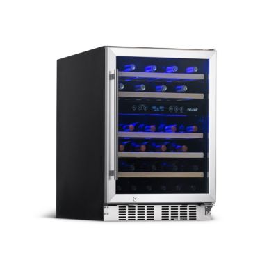 Холодильник для вина Newair 24-Inch 46-Bottle с встроенной панелью, двухзонный из нержавеющей стали