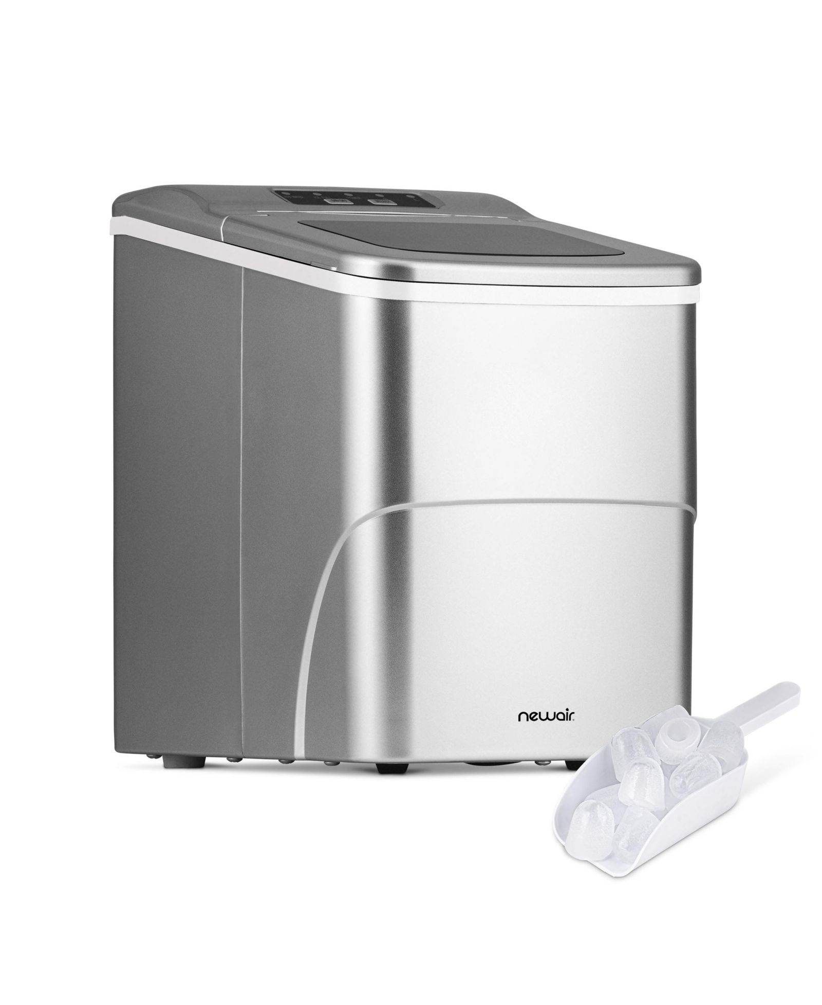 Newair Countertop Bullet Ice Maker in Matte Black or Metallic Silver, 26 lbs/Day