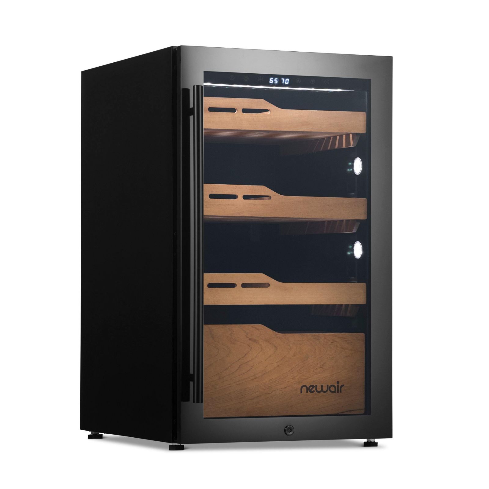 NewAir 840 Count Electric Cigar Humidor with Built In Humidification, Heating & Cooling, LED Light, Spanish Cedar Drawers
