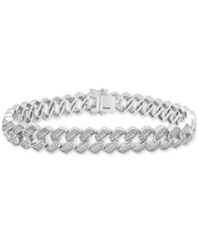 Men's Diamond Curb Link Bracelet (1 ct. t.w.) in Sterling Silver (Also in 14k Gold-plated silver)