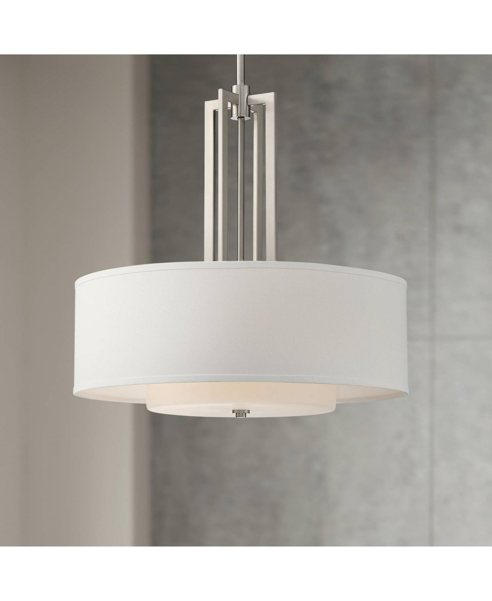 Possini Euro Design современный подвесной светильник с матовым никелем, стеклянный плафон, 24" Wide, для столовой и кухни
