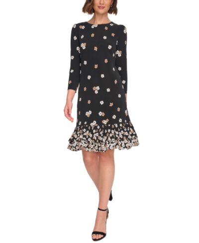 Tommy Hilfiger Women's 3/4-Sleeve Flounce-Hem Dress