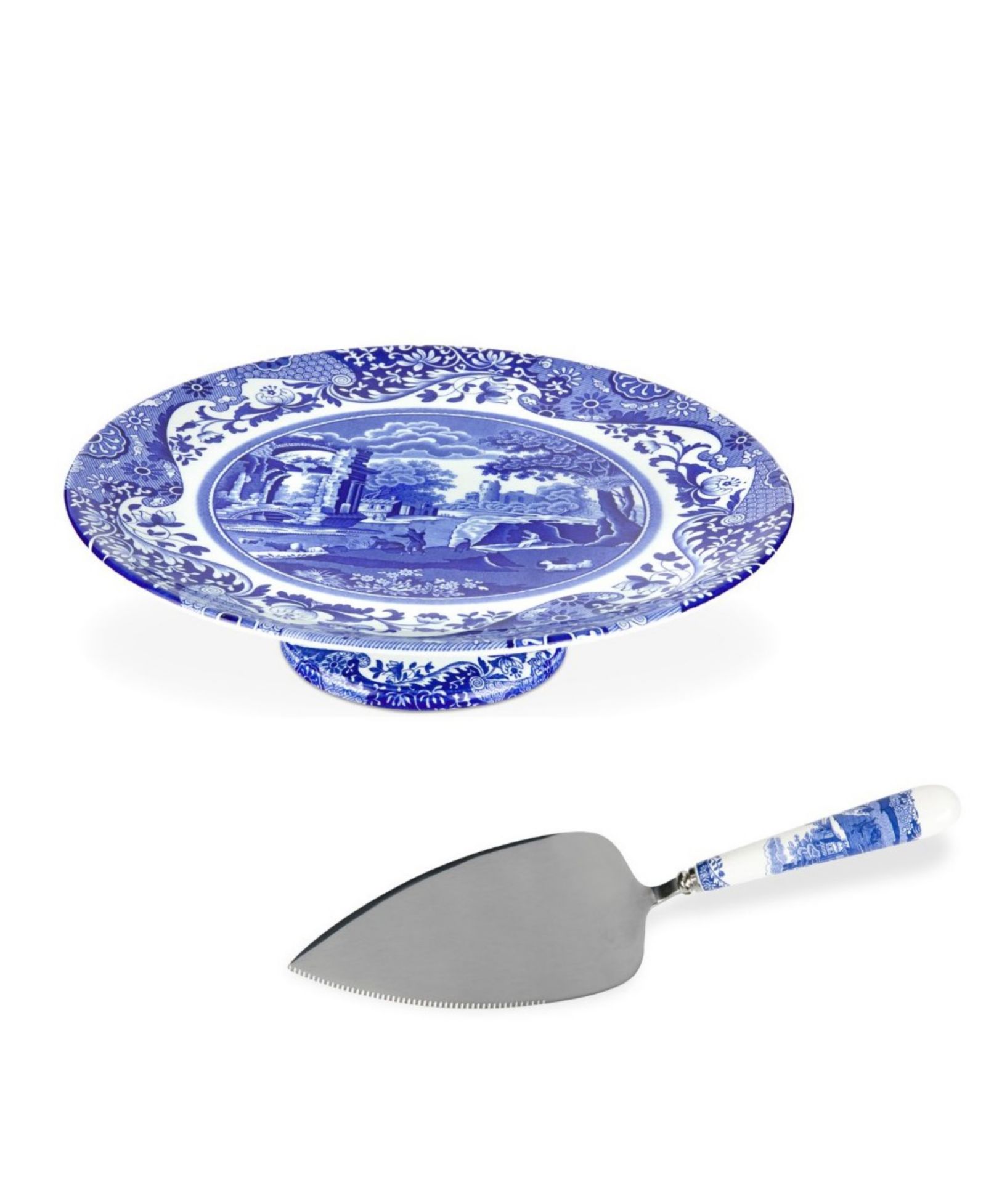 Spode Blue Italian набор тарелок для торта и столовых приборов