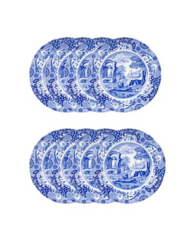 Spode Blue Italian Dinner Plates, Set of 8