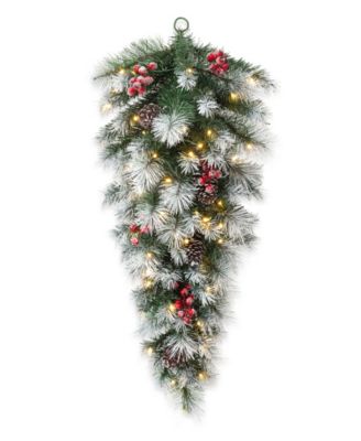 Рождественское украшение Glitzhome Pinecones and Red Berries Swag с 50 LED lights