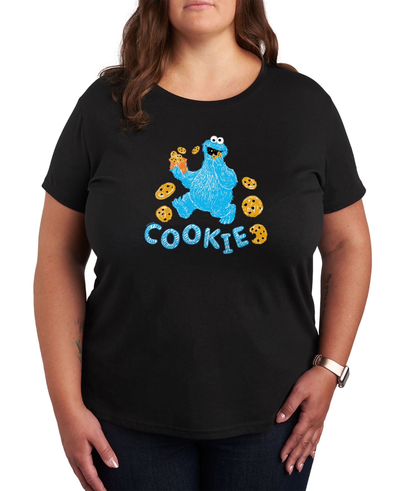 Hybrid Apparel модская футболка с принтом Cookie Monster, Plus Size