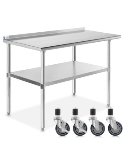 GRIDMANN рабочий стол из нержавеющей стали 48" x 24" с бортиком и колесиками