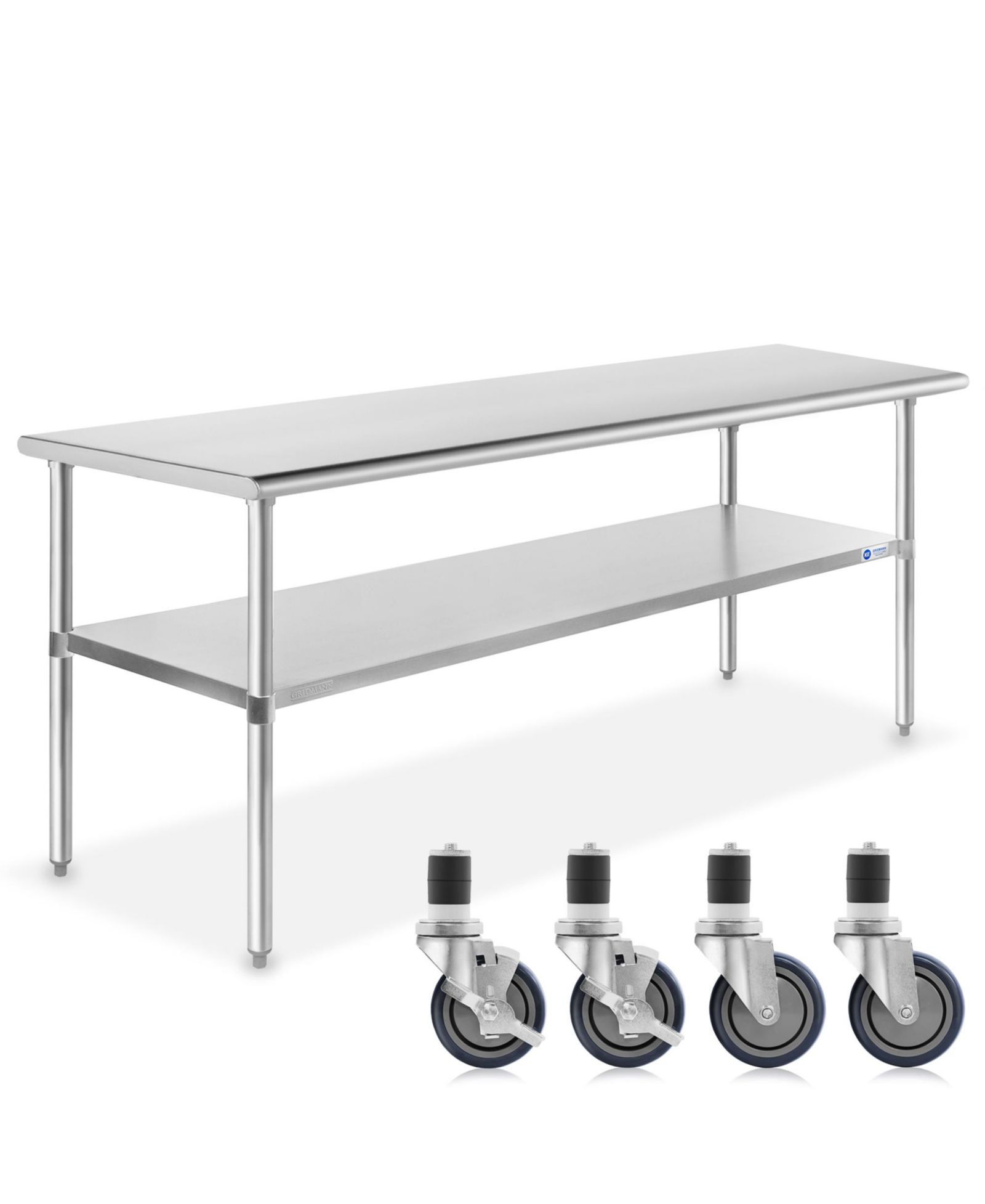 GRIDMANN 60 x 30 Inch Stainless Steel Table with 4 Casters (Wheels), NSF Commercial Kitchen Work and Prep Table