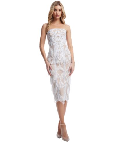 Dress the Population Women's Viviana Sequined Fringe Dress