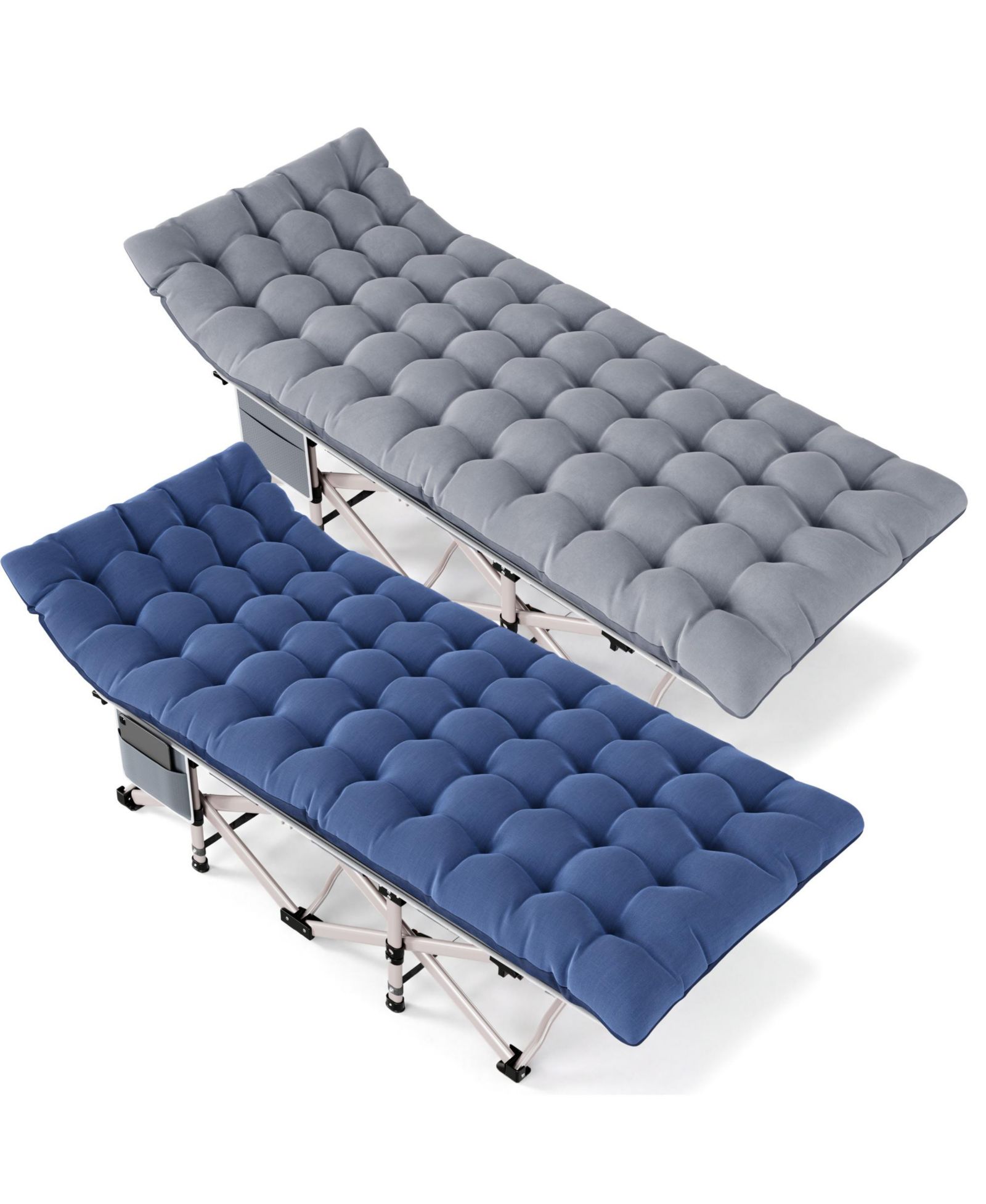 SUGIFT 2-Piece Folding Bed Camping Cots with Removable Cotton Mattress (2 in a set), 600 lbs
