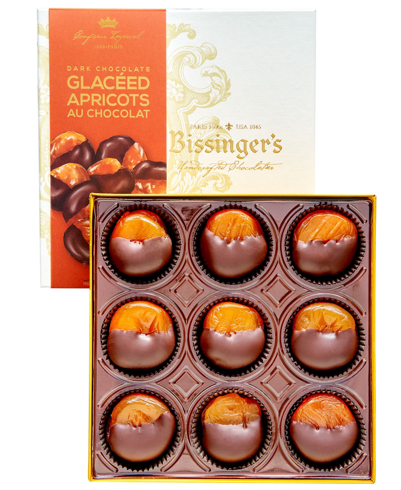 Dark Chocolate Glaceed Apricots, 9 Piece