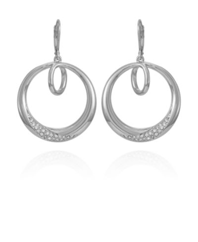 Серьги-кольца Vince Camuto Silver-Tone Glass Stone Bold Hoop Drop