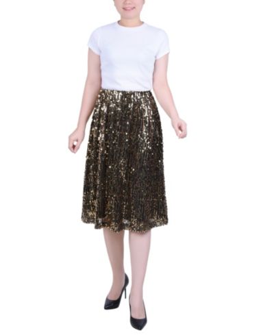 NY Collection Petite Knee Length Sequined Skirt