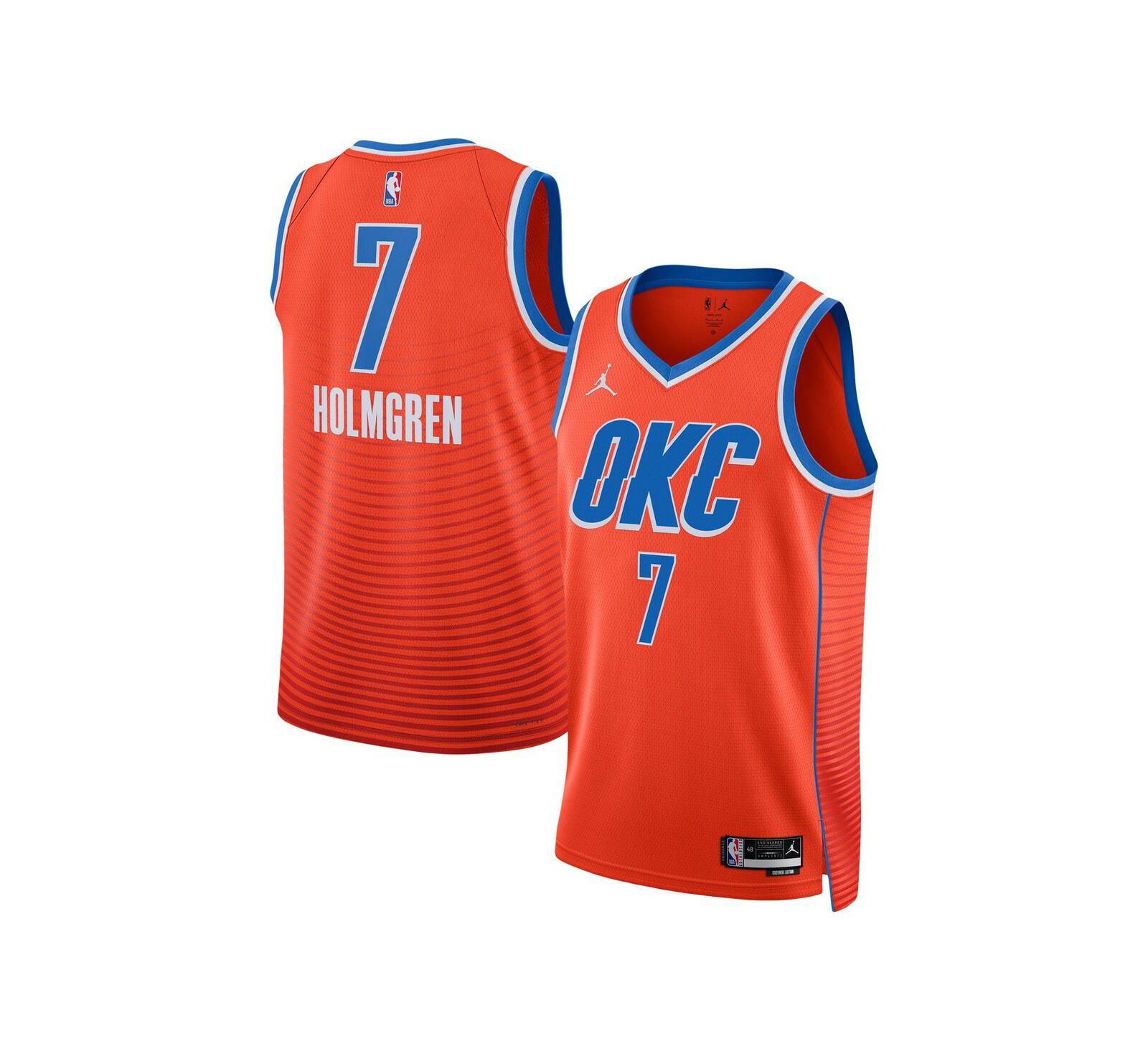 Джерси Jordan Chet Holmgren Orange Oklahoma City Thunder Swingman Jersey - Statement Edition для мужчин и женщин