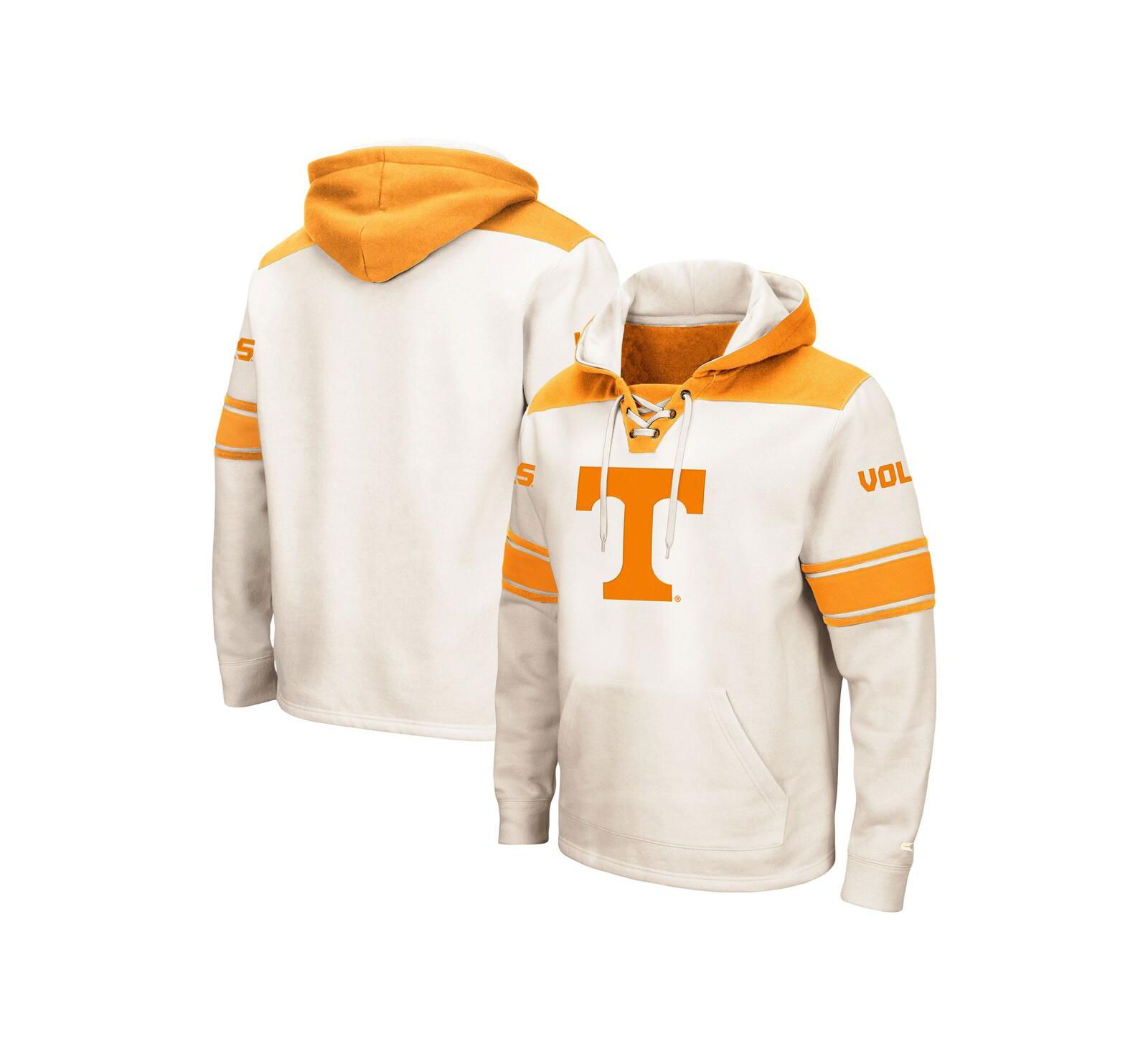 Men's Colosseum Cream Tennessee Volunteers Big and Tall Hockey Lace-Up Pullover Hoodie