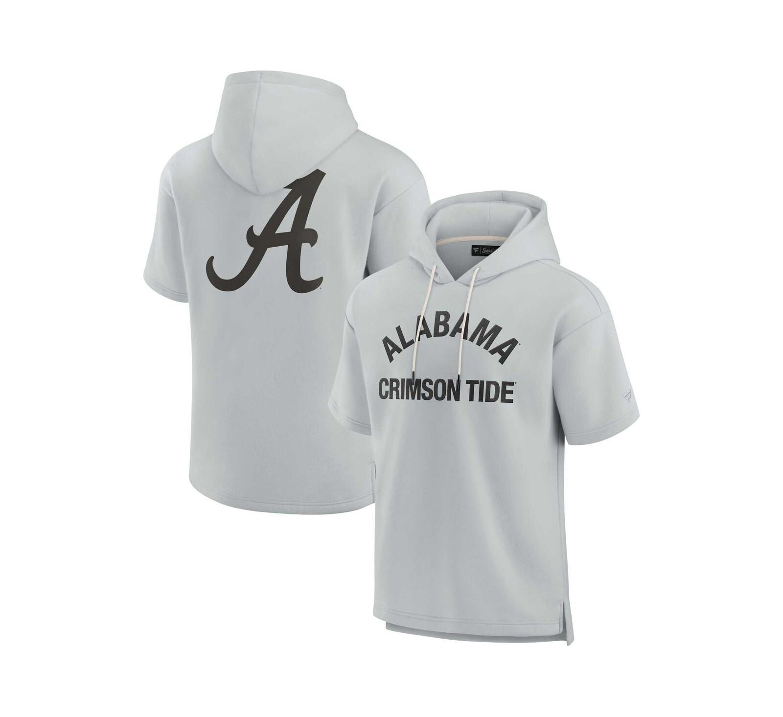 Мужское и женское худи Fanatics Signature Gray Alabama Crimson Tide Super Soft Fleece Short Sleeve Pullover