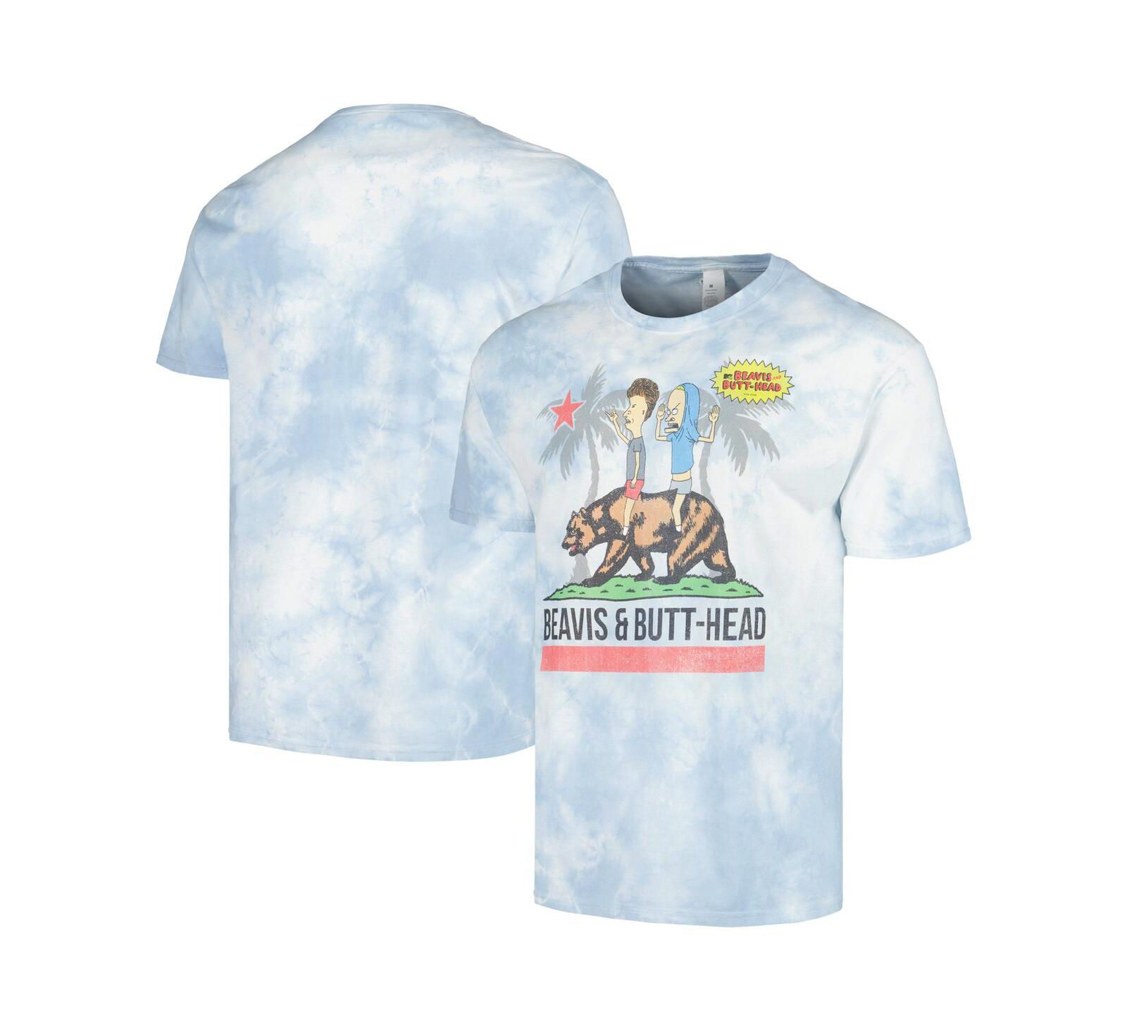 Мужская и Женская футболка Mad Engine White Beavis and Butt-Head Riding Cali Bear Graphic T-shirt