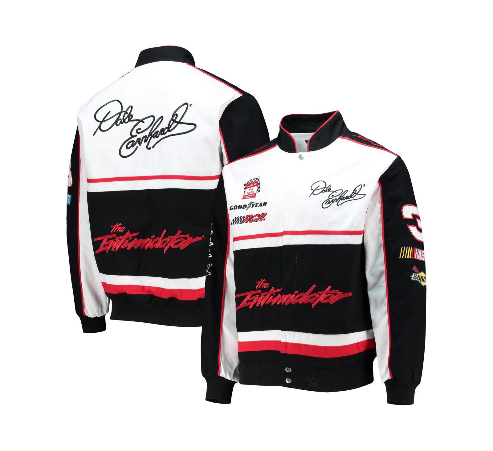 Мужская куртка JH Design Black, White Dale Earnhardt Twill Uniform Full-Snap